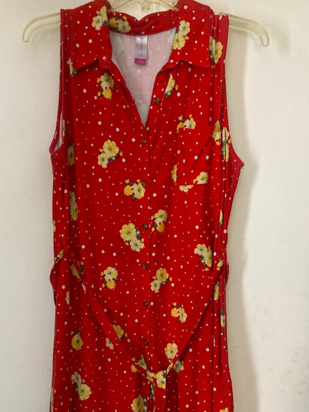 New No Boundaries Women Red Floral Dress Size Large  XL 15/17 Without Tag